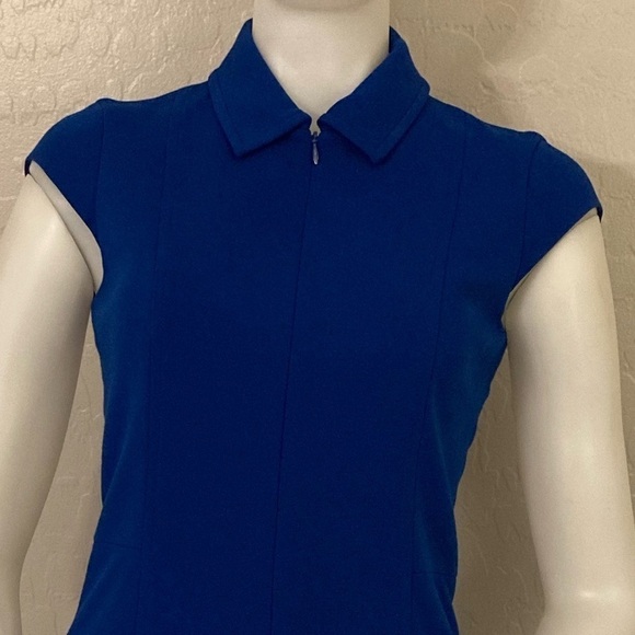 AKRIS Punto Cobalt Blue Cap Sleeves Sheath Dress Size 4 - Picture 4 of 11